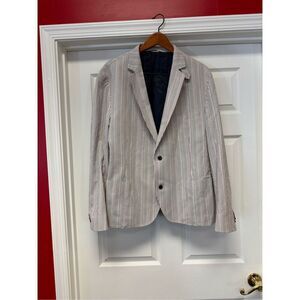 Flynt Seersucker Style Multi Stripe Blazer Jacket Sz 46R EUC